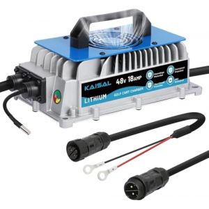 58.4V 18A Chargeur de Batterie LiFePO4, Chargeur Batterie Lithium pour 48V(51.2V) LiFePO4 Batterie, 48V Chargeur Batterie Lithium IP67 étanche, pour Caravane, Bateau, Solaire,Golfwagen, Gabelstapler (KAISAL Direct, neuf)