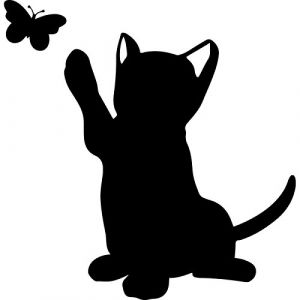 Tatoutex Stickers Chat et Papillon - Noir, L 40cm x H 40cm (Tatoutex Stickers, neuf)