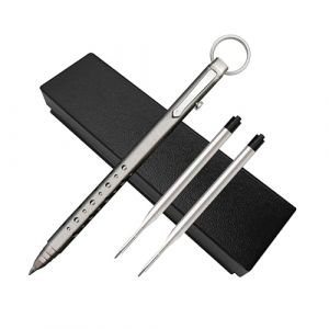 FloraVigo Stylo de poche EDC en alliage de titane, mini-stylo &agrave; bille, stylo m&eacute;tallique r&eacute;tractable, stylo tactique, tactical pen, adapt&eacute; &agrave; l'usage quotidien et &agrave; la signature (FloraVigo, neuf)