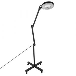 Lampe de bureau esth&eacute;tique professionnelle avec 5 dioptries loupe et roulettes, lampe de table &agrave; LED, lampe de bureau lampe esth&eacute;ticienne lampe de travail 220-240 V (Noir) (Theatly931, neuf)
