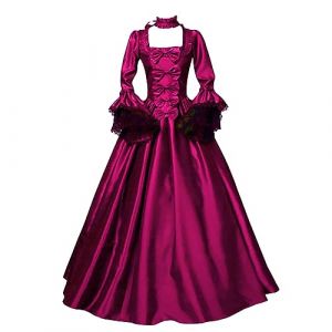 2025 Robe R&eacute;tro M&eacute;di&eacute;vale Femme Renaissance Baroque Robes Vintage Medievale Manches Trompette Victorienne Steampunk Gothique Robe Grandes Tailles Maxi Carnaval Halloween F&ecirc;te Femmes Cosplay Victorien (⭐⭐⭐⭐⭐KQIVAM, neuf)