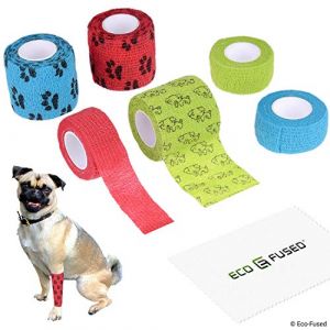 Bandage auto adh&eacute;sif - Ruban enveloppant pour chiens - Paquet de 6 - Id&eacute;al pour les muscles et les articulations - Facile &agrave; appliquer et &agrave; enlever - Ne colle pas &agrave; votre peau - &Eacute;lastique, hydrofuge (ECO-FUSED UK, neuf)