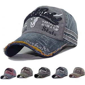 CheChury Casquette de Baseball Unisexe Réglable Bonnet de Golf Respirant Vintage Jeans Anti-UV Protection Solaire Cap Hip-hop Mode Snapback Sport,Bleu,Taille Unique (LYworld, neuf)