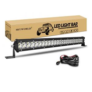 SKYWORLD 50cm 144W Slim Barre de Led avec Faisceau de Câblage kit, barre d'éclairage led, barre lumineuse led pour offroad Véhicules Voiture camions 4x4, 6000K rampe phare led (SKYWORLD-EU, neuf)