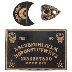 ieron Ensemble De Planches Ouija En Bois, Planches Parlantes Classiques Avec Planchette,Tableau Spirituel &Agrave; Message M&eacute;taphysique,Cadeaux Wiccans Pour Fournitures De Sorcellerie, Cadeaux Noirs (ieron, neuf)