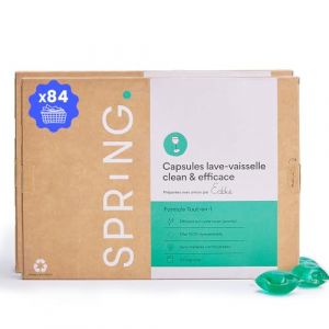SPRiNG - Capsules Lave-Vaisselle - 84 Capsules - Cycles Courts - Efficace sur les Tâches Difficiles (SPRiNG, neuf)