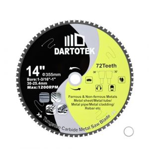 Lames de scie TCT de 355 mm, 72 dents, disque de d&eacute;coupe m&eacute;tallique en carbure de tungst&egrave;ne pour scie circulaire pour fer, acier inoxydable, nickel, titane, m&eacute;taux ferreux et tuyaux en acier (SHDIATOOL, neuf)