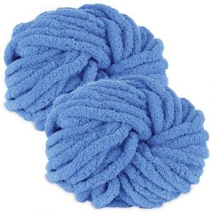 bechoanigel Grosse Laine &agrave; Tricoter &agrave; La Main 2 Pi&egrave;ces 500g, Pelote Laine Grosse Maille Laine Chenille XXL Doux et Confortable Pelote de Laine Epaisse pour Couvertures, &Eacute;charpes, Bleu Roi (gzhzsm-shop, neuf)