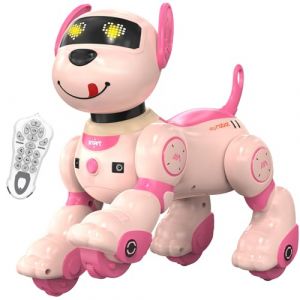 Dnenellr Chien Robot, Télécommande Chien Robot Interactif pour Enfants, Programmable, Contrôle Vocal (Anglais Uniquement) et Contrôle Gestuel, Robot Chien Intelligent Cadeaux pour Garçons Filles (KALEEVA STROY, neuf)
