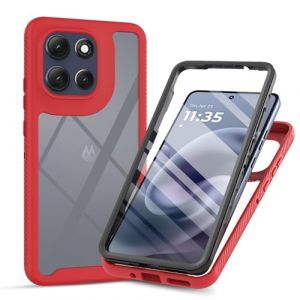 ILING Coque pour Motorola Moto G86 5G, 360&deg; Int&eacute;grale Protection Transparent Tr&egrave;s Mince Antichoc &Eacute;tui avec L'&eacute;cran Int&eacute;gr&eacute;, Prime Dur PC + Silicone TPU Bumper Housse (Rouge Fonc&eacute;) (Wanten, neuf)