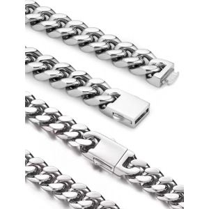 Grosse Chaine Homme Acier Inoxydable 13mm Chaîne Longue 60 cm Grosse Maille Cubaine Femme Collier Ado Enfant Garcon 316 Acier Chirurgical Maillon Chunky (InsccaFashionMall, neuf)