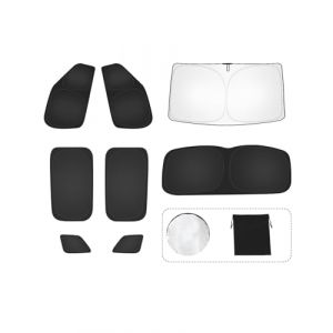 Lot de 8 pare-soleil de voiture pour Skoda Kodiaq (2017-2024) &ndash; Couverture compl&egrave;te pour pare-brise, fen&ecirc;tre lat&eacute;rale, fen&ecirc;tre triangulaire et vitre arri&egrave;re &ndash; Protection UV et thermique, intimit&eacute; (EVOOOR, neuf)