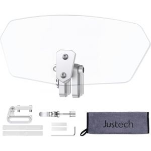 Justech Pare-brise de Moto Clip Réglable sur Déflecteur de Vent de Spoiler d'Extension de Pare-brise pour Moto-Transparent (Justech FR, neuf)
