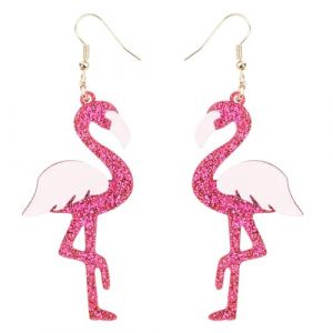 Boucles d'Oreilles Flamant Rose pour Femme, Acrylique Paillettes Boucles d'Oreilles Pendantes Flamant Rose Bijoux d'Oiseaux pour un Usage Quotidien Été Plage Fête Tropicale (Style 4) (Bai Yun, neuf)