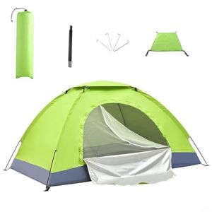 Tente de randonnée légère, portable, imperméable, spacieuse, légère pour camping/randonnée, petite installation en plein air (1 personne, vert kaki) (Linglangfeng, neuf)