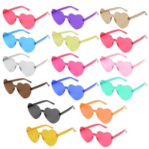 Amicably 16 paires Lunettes Coeur, Lunette de Soleil Coeur, Lunettes en Forme de Coeur Couleur Bonbon, Hippie Lunettes Fête En Coeur, adaptées au Carnaval, Noël, Fêtes d'anniversaire (SASA Home Decor, neuf)