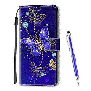 MadBee Coque Compatible avec iPhone 8 Plus/iPhone 7 Plus 5,5 Pouces, Imprim&eacute; Color&eacute; Motif Portefeuille Housse en Cuir synth&eacute;tique avec Support et Cartes Compartiments (Papillon B) (Mo-Beauty EU Store, neuf)