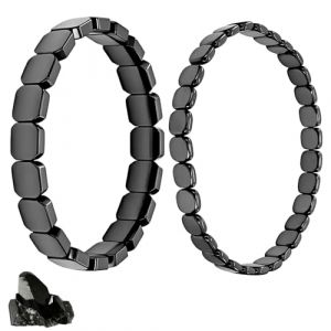 KEORHEZ 2 Pi&egrave;ces Bracelet Hematite Homme 2 Tailles Noire Restaurer La Confiance Hematite Bracelet Pour Papa Mari Petit Ami Cadeau (SIA KHERO, neuf)