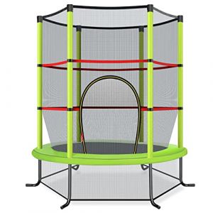 COSTWAY Trampoline Ext&eacute;rieur Enfants &Oslash;165 CM avec Filet de S&eacute;curit&eacute;, Trampoline Enfants avec Cadre en Acier & 6 Poteaux Recouvert de Mousse, Charge Max 135kg pour Gar&ccedil;on et Fille (FDS GmbH, neuf)