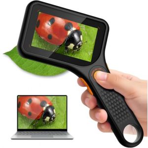 Microscope num&eacute;rique Portable 500X - &eacute;cran 3.0 Pouces, Microscope &eacute;lectronique Ahalfcit pour Adultes, Enfants, loupe avec 8 LED Ajustables, Compatible avec PC View - Noir (Longju-EU, neuf)