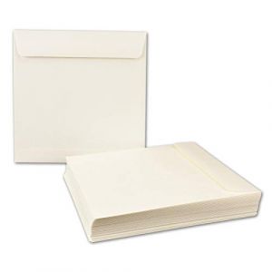 NEUSER PAPIER Lot de 10 enveloppes &agrave; lettre, carr&eacute;es, 19 x 19 cm, blanc opale, collage humide, qualit&eacute; sup&eacute;rieure, 120 g/m&sup2;, carr&eacute;es, pour cartes d'invitation (GUSTAV NEUSER GmbH, neuf)