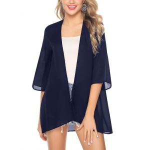 Irevial​​ Cardigan D'&eacute;t&eacute; Femme Manches 3/4 Bol&eacute;ro &eacute;l&eacute;gant en Mousseline de Soie Kimono Ch&acirc;le Chic pour Femme (FUZHOUJINGSI-EU, neuf)