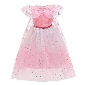 Déguisements Princesse Elsa Anna Robe à Manches Longue Enfant Fille Cosplay Glace Reine des Neige Costume et Accessoires pour Cérémonie Soirée Anniversaire Mariage Rose-04 3-4 Ans (IBTOMCASTLE, neuf)