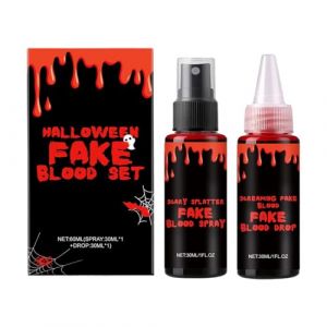 Kit de maquillage pour faux sang lavable pour Halloween &ndash; Peinture corporelle r&eacute;aliste pour d&eacute;guisement, acteurs, adultes, hommes, femmes, farce, &eacute;cole, pi&egrave;ces de th&eacute;&acirc;tre, maisons hant&eacute;es, salle (leilam, neuf)