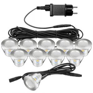 Auting Spots LED Encastrable Ext&eacute;rieur, lot de 10 spots encastrables au sol LED, blanc chaud, &eacute;tanche IP67, spots encastrables pour terrasse, ext&eacute;rieur, int&eacute;rieur, escalier (Aotian-EU, neuf)