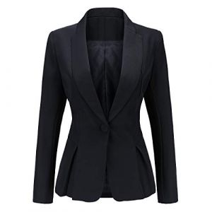 YYNUDA Blazer Femme Tailleur Manches Longue Chic Business Officier Cardigan Veste Blazer Noir S (YYNUDA Store, neuf)