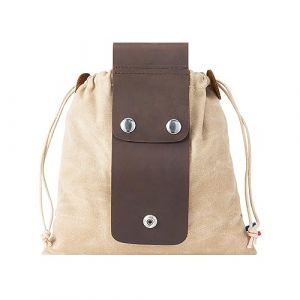 Pochette de Fourrage en Toile pour la Randonn&eacute;e, Pliable Portable Robuste Sac Bushcraft en Toile avec Housse en Cuir avec Cordon de Serrage, Kaki (DODO CREATE UK, neuf)