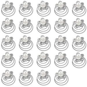 24 épingles à cheveux en spirale, épingles à cheveux de mariage, épingles à cheveux en cristal et strass, épingles à cheveux en perles pour les femmes et les filles (LECTNORE FR, neuf)
