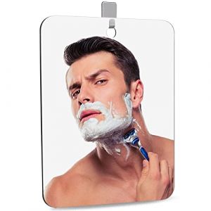 Miroir de Douche Anti Buée, Miroir Rasage avec Adhesif, Petit Miroir pour Salle de Bain, Miroir Adhesif Porte, Miroir de Camping de Voyage avec Ventouse, 17cm x 13cm (Hailansi, neuf)