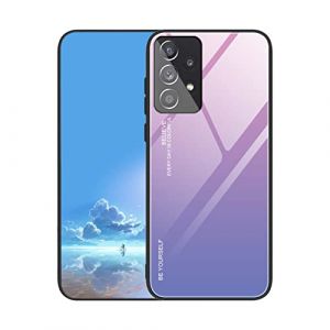 UPLAI Coque pour Samsung Galaxy A52s 5G/Samsung Galaxy A52, Tr&egrave;s Mince D&eacute;grad&eacute; de Couleur Verre Tremp&eacute; Antichoc Housse, Souple TPU Silicone Mode Color&eacute; &Eacute;tui.Rose-Mauve (UPINLY, neuf)