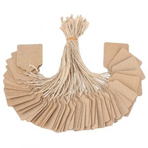 jijAcraft 1000pcs Kraft Étiquettes de Prix Étiquettes de Marquage 35mm*45mm, Tags d'Affichage Inscriptible avec Ficelle, pour Bijoux Vêtements Cadeau (Marron) (JiJia Handmade, neuf)