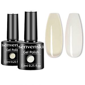 Senvenski Blanc Laiteux Gelée Vitrail Vernis Semi Permanent, Vernis à Ongles Gel Cristal Transparente Nudité Couleur Shellac Cadeau UV LED Art Kit pour French Manucure (CS2-002) (Senvenski EU, neuf)