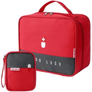 Trousse de Premiers Secours, 2 Pcs Portable Boîte Médicale Boîte, Sac de Rangement de Médicaments, Trousse de Secours Vide pour Situations Durgence à Maison Bureau Voyage (Rouge) (zimohe, neuf)