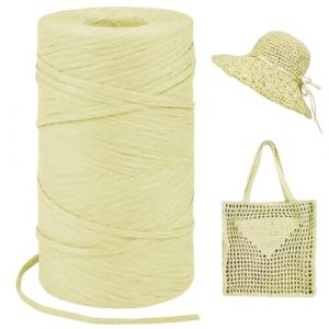 LEREATI Rafia Naturel Bobine 3mm x 300m Raphia à Crocheter Rafia Crochet, Fil de Raphia à Crocheter, Fil Crochet pour Sac, Chapeau, Paniers, Emballage Cadeau, Bricolage Décoration (Jaune Clair) (LEREATI, neuf)