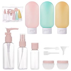11 pcs Flacon Voyage kit(30/50/60/80 ML), Autorisé en cabine Avion - produits de toilette, petits pots de crème, flacons pulvérisateurs vides transparents, flacons rechargeables de shampooing, etc. (TwoFiftyLANA, neuf)