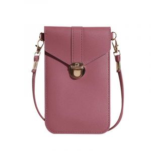 XSDSLS Pochette T&eacute;l&eacute;phone Portable Femme, Mini Pochette pour T&eacute;l&eacute;phone Portable en Cuir PU, Petite Sac T&eacute;l&eacute;phone Portable Bandouli&egrave;re, Sacoche pour T&eacute;l&eacute;phone Portable pour Femmes (Rose fonc&eacute;) (XDLING, neuf)