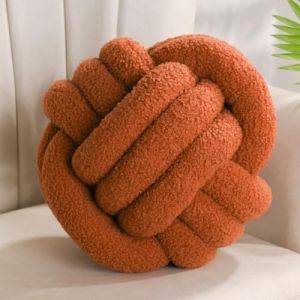 Yhoelata Coussin Noeud Marron, Coussin Rond Balle Decoration Chambre, Coussin Deco Salon Aesthetic, Coussin Canape Decoration Sherpa, Coussin Decoratif Lit Enfant, 22cm (Yhoelata, neuf)