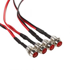 Qiilu 4Pcs 12v 8mm LED Indicateur Panneau Pilote Dash Avertissement Voyant de Lumière Lampe De Voiture Van Bateau(Rouge) (Kimiss 24k, neuf)