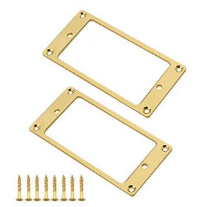 OTOTEC Lot de 2 anneaux de montage dor&eacute;s Humbucker avec vis 92 x 45,5 x 2 mm - Cadre plat en m&eacute;tal pour guitare &eacute;lectrique (Flashice, neuf)