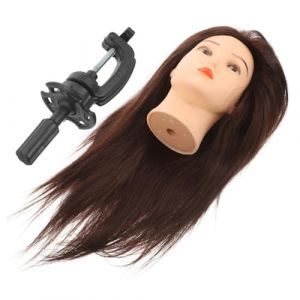 SHERCHPRY Tête à Coiffer Mannequin Coiffure avec Cheveux Naturels Modèle Entraînement pour Coiffeurs avec Support et Maquillage Cheveux Réels (Dnna Huang, neuf)