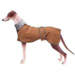 Geyecete Manteau Chien Hiver, Vetement Polaire Chien Chaud &agrave; col Montant pour Greyhound/Whippet avec Ceinture r&eacute;glable,pour Moyenne et Grande Taille -Marron-S (PetHuiy, neuf)