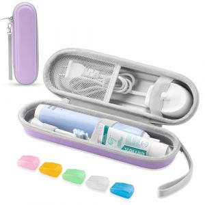 TYSORETY &Eacute;tui de voyage pour brosse &agrave; dents &eacute;lectrique Oral-B/Oral-B Pro/Phlips Sonicare, &eacute;tui de voyage rigide portable, Violet avec &eacute;tui de protection pour t&ecirc;te de brosse, &Eacute;tui de voyage rigide (TENGYANG, neuf)
