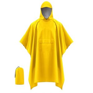 Coutyuyi Imperméable Poncho Pluie Unisexe, Poncho/Tapis de Camping/Ombre de Camping Multifonctions 3 en 1 Veste Coupe-Pluie Cape imperméable pour la randonnée,Camping(Jaune,L) (Coutyuyi outdoor, neuf)