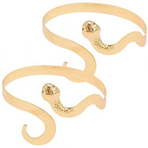 WOFASHPURET Bracelet Manchette Serpent Dor&eacute; Ouvert M&eacute;tal, Brassard Serpent Punk Femme, Accessoire F&ecirc;te Cosplay Photo, Lot de 2 Tailles Ajustables, Bijou de Bras Original (Leiyun, neuf)