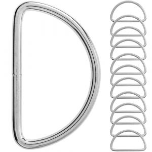 Anneaux D en métal, 12 pièces, pour sangles de 10 mm de large, couleur argent, anneau de 1,5 mm d'épaisseur, ouverture de l'anneau D non soudée, anneau métallique semi-circulaire en acier nickelé (Your Day Mate, neuf)