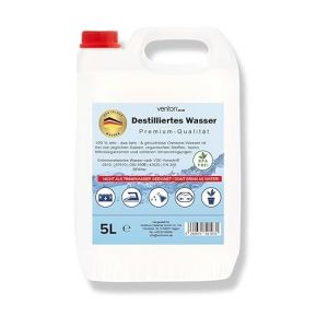 VENTON Eau distillée 5 l I Eau déminéralisée déminéralisée selon VDE 0510 I Dest. Eau pour la maison, les loisirs, la voiture et le laboratoire I Eau pure I Eau de laboratoire (DELTASAT, neuf)
